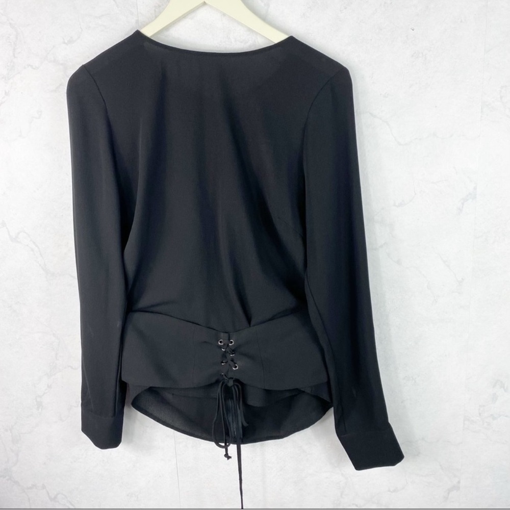 Wayf Black Lace-Up Corset Blouse
